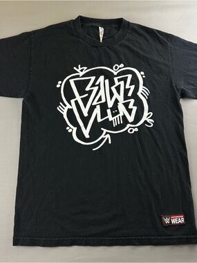 WWE Black Tee with Red & White Authentic Wear Patch